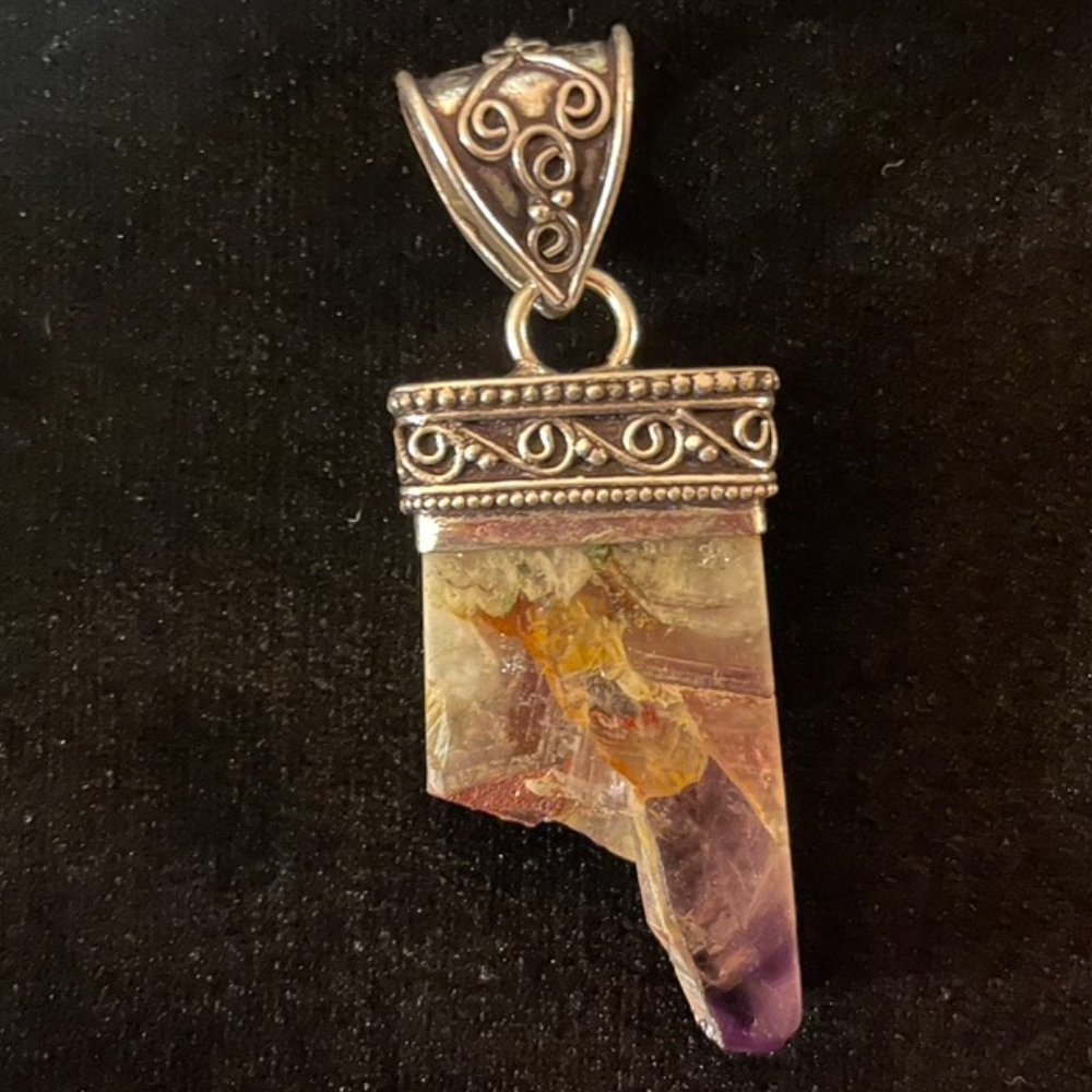 Rough Chevron Amethyst Stone Pendant